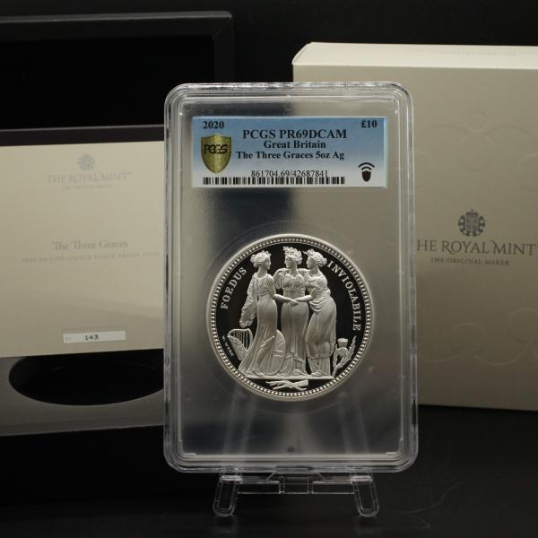 27 2020年 Three Graces 5 oz Britain silver イギリス 銀貨 PCGS PR69 DCAM スリーグレイセス ５オンス