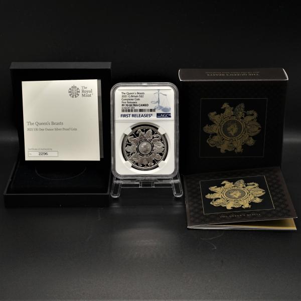 38 2021年 Queens Beasts Completer 1 oz PF70 FR イギリス 銀貨
