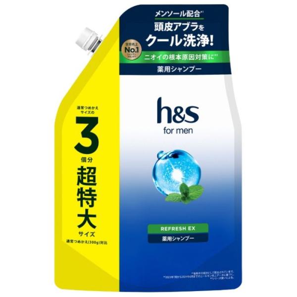 P＆G h＆s for men リフレッシュEX シャンプー 超特大詰替 900g 通常詰替えサイズの3倍