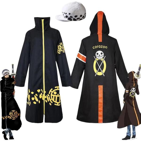 コスプレ衣装 トラファルガー・ロー コート 二代 三代 帽子付き ワンピース 変装 仮装 日常服 マント ハートの海賊団 アニメ キャラクター