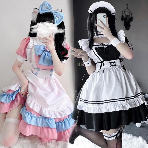 ハロウィン衣装 メイド服 コスプレ 魔女 メイド コスチューム 女王 巫女 仮装 ロングワンピース4点セット レディース ドレス レース 可愛い