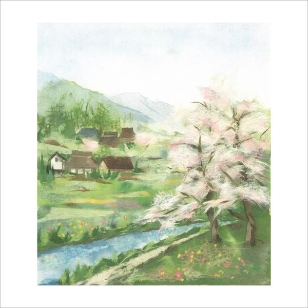 福岡小次郎　新緑　春山　和紙画　和風画　日本画　額　屏風　障子紙　ちぎり絵　和紙 福岡小次郎新緑春山和紙画和風画日本画額屏風障子紙ちぎり絵和紙