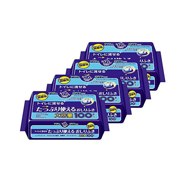 他サイト： アクティ 【まとめ買い】 トイレに流せる たっぷり使えるおしりふき 100枚×4の商品画像