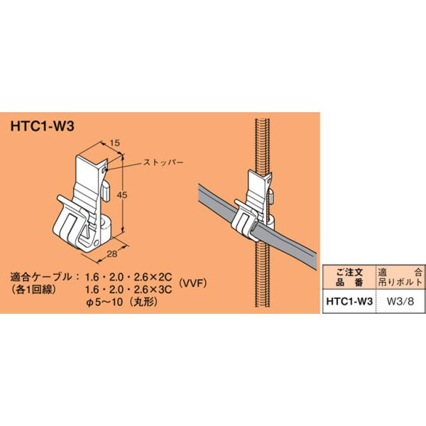 HT45-W3 ネグロス FVラック 吊りボルト用ケーブル支持具　ポリプロピレン ネグロス HT45-W3 FVラック 吊りボルト用ケーブル・PF管支持具