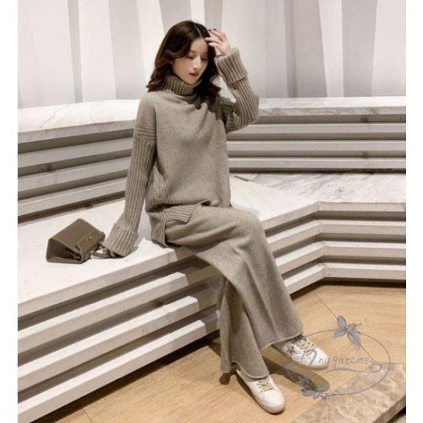 ニット セットアップ レディース 秋 冬 パンツ ワイドパンツ セットアップ タートルネックニット 代 30代 40代 きれいめ 白 Hl0902 Koi5 永留幹也 通販 Yahoo ショッピング