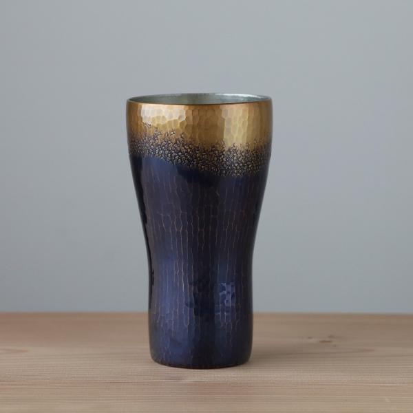 カップ 銅器 グラデーション 内錫被 13ｃｍ高 手作り 酒器 ビール 逸品 ギフト 鎚起工房 清雅堂 酒器 鍛金 打ち出し おしゃれ 鎌倉清雅堂