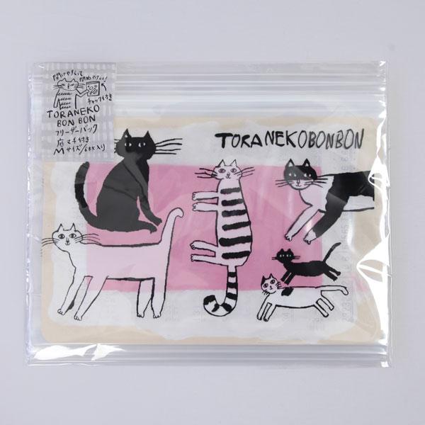 旅するレストラン「トラネコボンボン」図案の、開けやすく、閉めやすい、チャック付きフリーザーバッグです。6枚入り。旅行の際の小分けバッグとしても便利です。