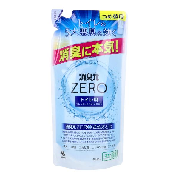 小林製薬 消臭元 ZERO トイレ用 フレッシュシャボンの香り 詰替用 400mL X4パック 爆買