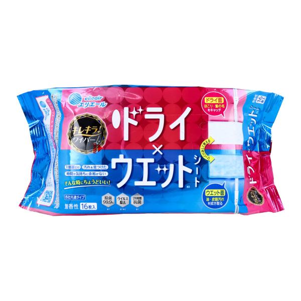 大王製紙 エリエール キレキラ！ ワイパー ドライxウエットシート 各社共通タイプ 弱アルカリ性 無香性 16枚入り X10パック 爆買