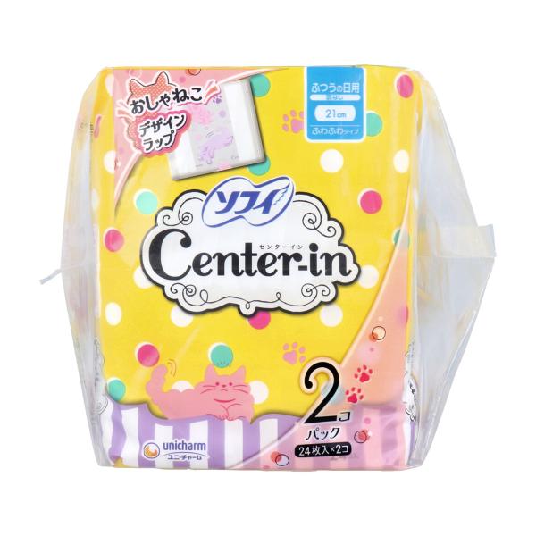 ユニ・チャーム ソフィ センターイン ふわふわタイプ ふつうの日用 羽なし 21cm 24枚 2個入り X3パック 爆買