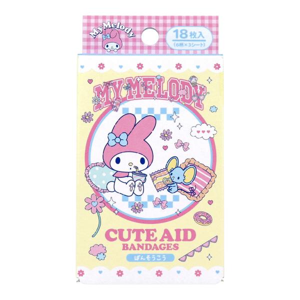 サンタン CUTEAID キャラクター救急絆創膏 ワンダフルワールド2 マイメロディ 滅菌済 6デザインX3シート 18枚入り X5箱 爆買
