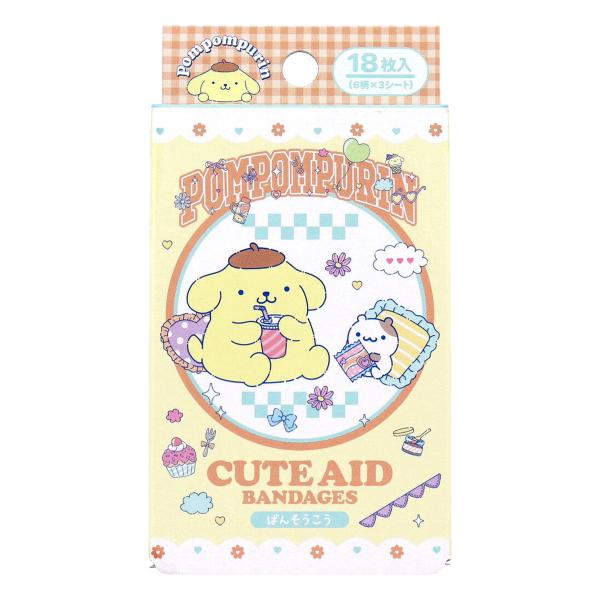 サンタン CUTEAID キャラクター救急絆創膏 ワンダフルワールド2 ポムポムプリン 滅菌済 6デザインX3シート 18枚入り X5箱 爆買
