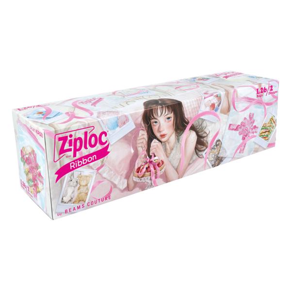 旭化成ホームプロダクツ ziploc ジップロック デザインバッグ リボン 冷蔵／常温保存用 Lサイズ 2デザインX各13枚 26枚入り X5箱 爆買