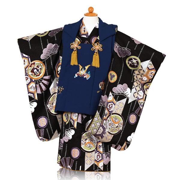 七五三 着物 3歳 753 着物 3歳 七五三 3歳 七五三 着物 753 着物レンタル 兜柄刺繍被布 紺色系 着物黒色男の子 三歳 被布 レンタル Buyee Servicio De Proxy Japones Buyee Compra En Japon