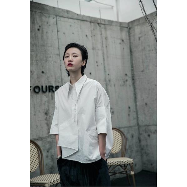 変形 白シャツ レディース 変わったシャツ アシンメトリー おしゃれ  
