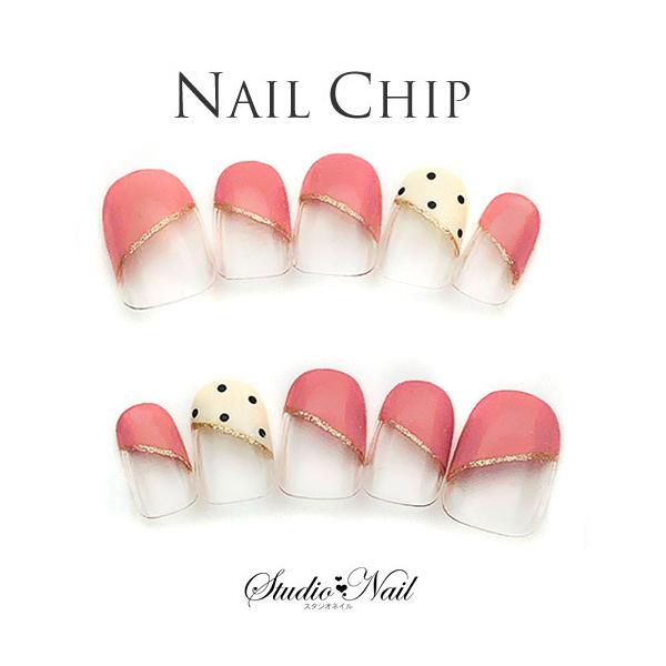 即納 メール便送料無料 ネイルチップ ショート ジェルネイルチップ ピンク ドット フレンチ ラウンドs 10枚入り E スタジオ ネイル 通販 Yahoo ショッピング
