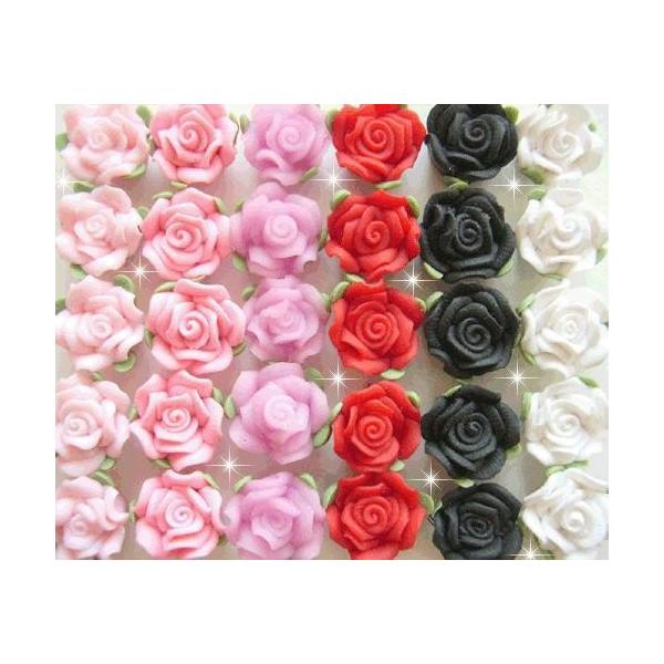 クレイフラワーバラ1P 8mm（ 葉アリ ）（ あすつく パーツ ） : 名