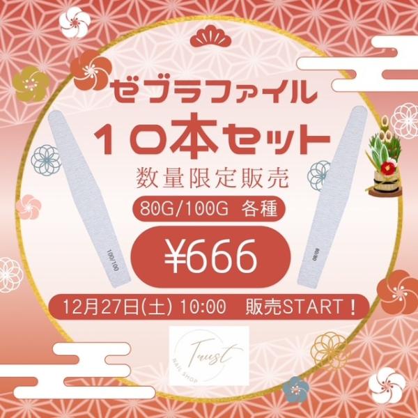 【数量限定！正月限定大特価！】ゼブラファイル10本セット　ゼブラファイル　　ファイル　ネイルファイル１２月２7日より発売！ゼブラファイル10本セット！100Gか80Gかお選び下さい。※選んでいただいたものが10本届きます。　人工爪(スカルプ...