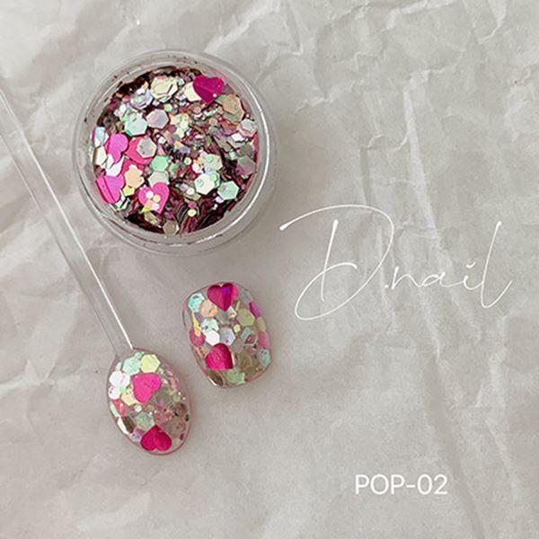 D．nail デコレーションホログラム POP−02 カラフルハート