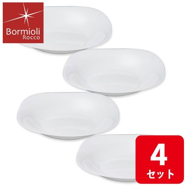 ボルミオリロッコ じょうぶな白い深皿 パルマ 4枚組 セット 強化ガラス