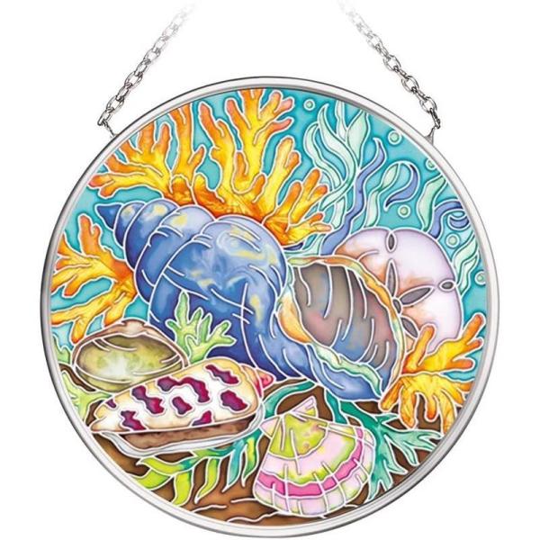 ステンドグラス 吊り型 貝殻 海 Nature's Color Triton サンキャッチャー パネル ボード 飾り 貝がら 夏 シェル