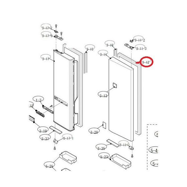 SHARP シャープ 冷蔵庫用冷蔵室右ドアパッキン 2013921128 SHARP シャープ 冷蔵庫用冷蔵室右ドアパッキン 2013921128
