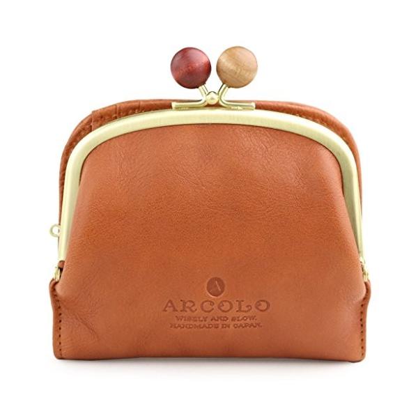 日本製 がま口 レディース 二つ折り財布 アルコロ 財布 がま口 日本製 Arcolo ブラウン ナイーブキャンバス
