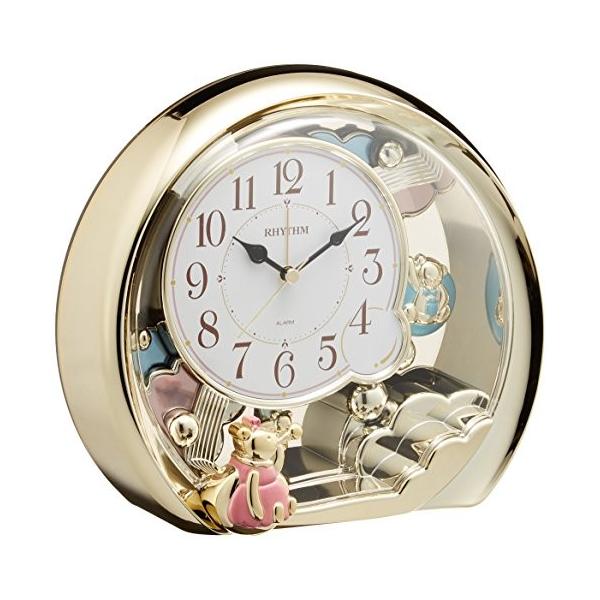 リズム時計 置き時計 アナログ ファンタジーランド504sr 電子音 目覚まし 機能付 金色 Rhythm 4se504sr18 Pymr Go Th