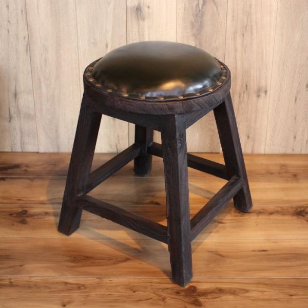 【訳あり】バリ島チーク×レザースツール　座面高実質43cm 通常27,500円が 訳あり】バリ島チーク×レザースツール 座面高実質43cm 通常27,が
