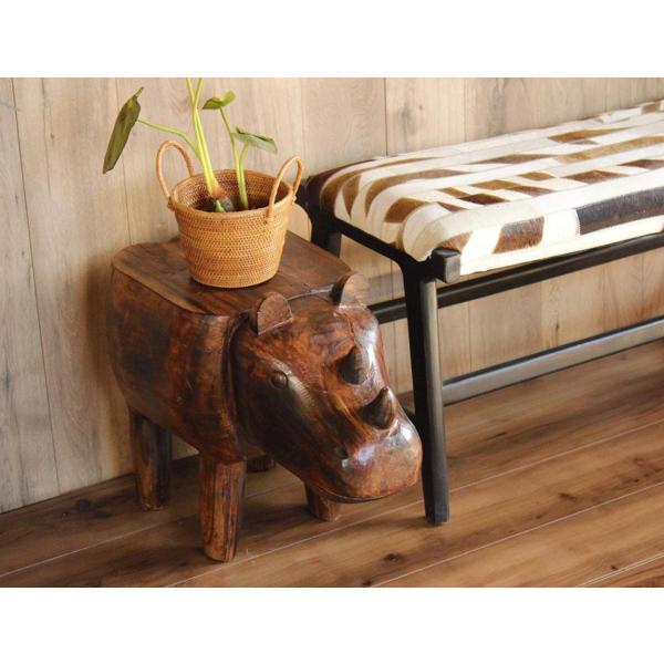 サイのスツール 木製 ウッド 椅子 アニマル 動物 チェア 木彫り 玄関 可愛い エスニック インテリア アジアン雑貨