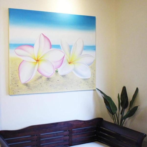 絵画 1 100cm アート 壁掛け 南国 リゾート 海 花 インテリア プルメリア 砂浜 送料0円 アジアン雑貨