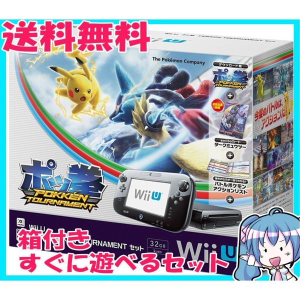 Wii U 本体 ポッ拳 Pokk N Tournament 超激安 ダークミュウツー 同梱 中古 Amiiboカード セット 付属品完備