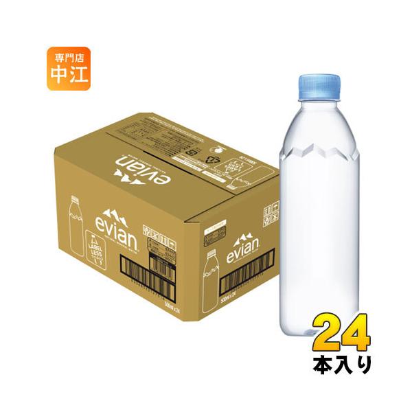 他サイト： エビアン ラベルレス 500ml ペットボトル 24本入 ナチュラル ミネラルウォーター 硬水 フランス産 evian 伊藤園 正規輸入品の商品画像