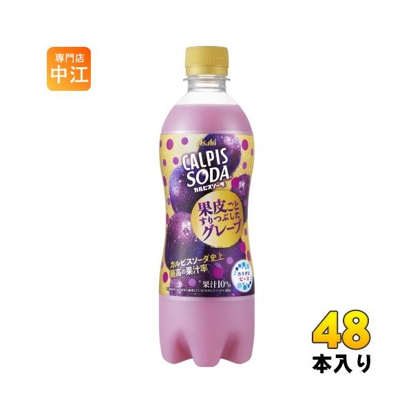 【送料無料】アサヒ　カルピスソーダ果皮ごとすりつぶしたグレープ500ml×1ケース（全24本）【to】