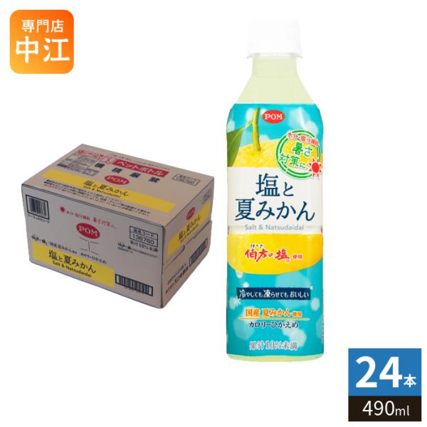 POM えひめ飲料 ポン 塩と夏みかん 490ml ペットボトル 24本入 熱中症