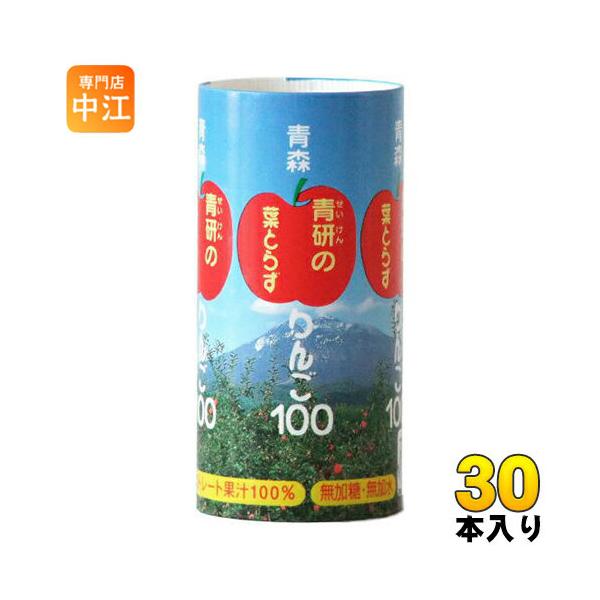 青研の葉とらずりんご100 195g カート缶 30本入 りんごジュース 果汁