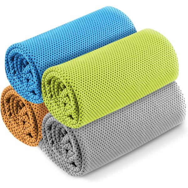 冷感タオル 4枚セット クールタオル 大判30×100cm 接触冷感 UVカット 抗菌防臭 吸水速乾 熱中症対策 暑さ対策 スポーツタオル 男女兼用 ジム アウトドア