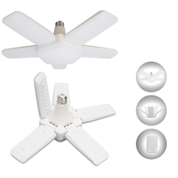 LEDガレージライト LEDペンダントライト 100Wシーリングライト 5灯式作業灯 10000LM 6500K 角度調節可能 省エネ 昼白色 折りたたみ 変形可能 駐車場倉庫ジム対応