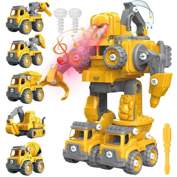 変形ロボット玩具 変形ロボット 建設車両 5in1ロボッ車セット 組み立て おもちゃ 知育