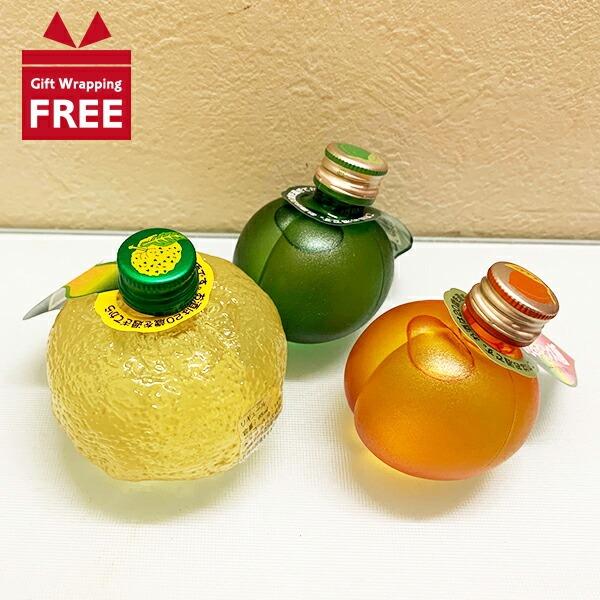 かわいいひとくちサイズのリキュールプチギフトにぴったり！3個セット思わず手に取りたくなるような果実の形を忠実に再現したミニチュア容器の梅酒とあんず酒、そして姉妹品の実物大の柚子のかたちを果実をかたちどったもぎたてゆず酒。香り豊かな若い原酒を...