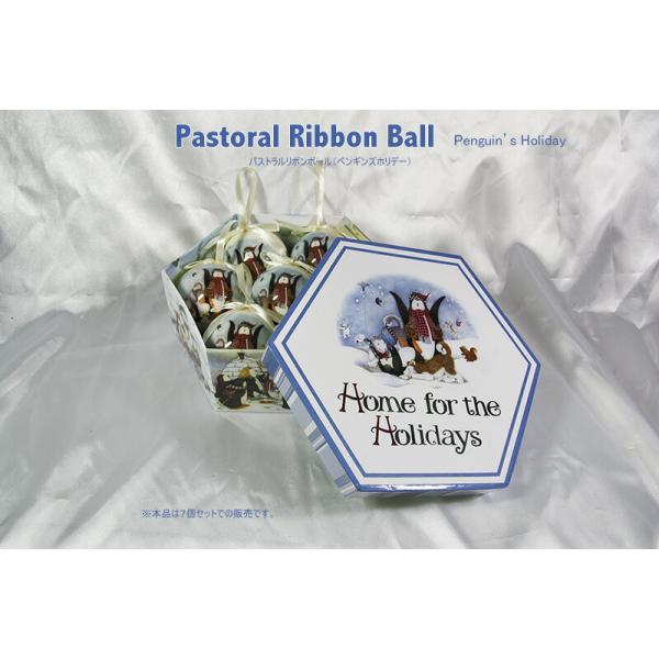 【創業70年！老舗クリスマスツリー専門店】 クリスマス クリスマスツリー オーナメント パストラルリボンボール（ペンギンズホリデー）【飾り 装飾 CHRISTMAS X’mas クリスマス雑貨】