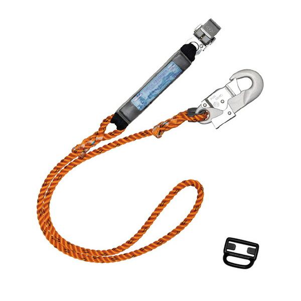 【ポイント10倍】藤井電工 THL-10-R23 フルハーネス用ランヤード（小口径） 柱上作業 小型で軽量な構造物側フック 三つ打ちロープ フックハンガー付き