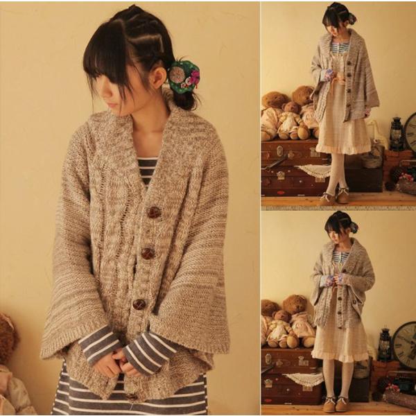 アウターでも部屋着でも可愛い ポンチョデザイン カーディガンコート 森ガール ニットコート ニット Buyee 日本代购平台 产品购物网站大全 Buyee一站式代购 Bot Online