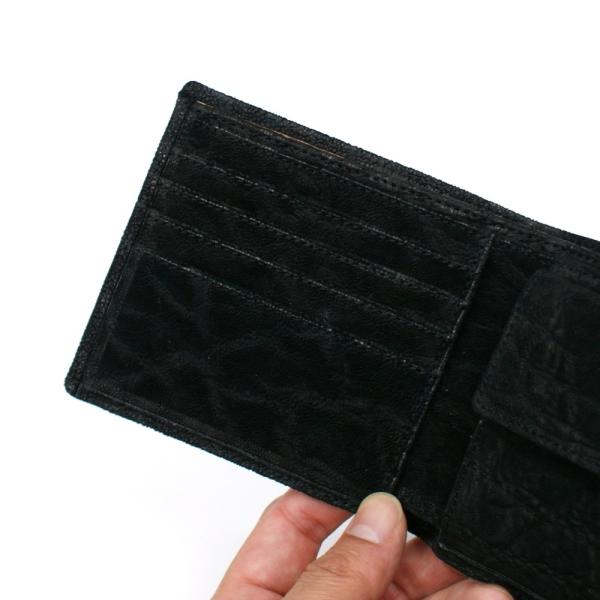 エレファントレザー 札入 ゾウ革 無双財布 象革 財布 象革 二つ折り財布 メンズ財布 折り財布 札入 レディース財布 メンズ財布 小銭入れ付 送料無料 日本製ブラック Ele1014 Black 革財布店オリジナルパースナカムラ
