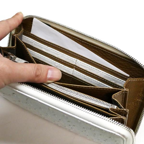 長財布 ラウンドファスナー メンズ レディース 財布 サイフさいふ 長札 大容量 オーストリッチ革 駝鳥革 本革 レザー 男女兼用 パール ホワイト Spabri Com