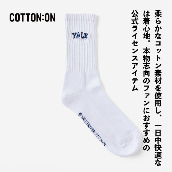 YALE イェール大学 カレッジ ソックス University SOCKS 靴下 25〜28cm ホワイト COTTON ON 海外ブランド ライセンス コットン スケーター　