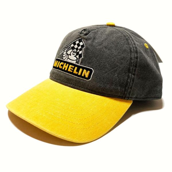 MICHELIN 5パネルキャップ ロゴ入り ストリート カジュアル スポーティ トレンド ユニセックス インポート グレー?イエロー 海外ブランド 古着界隈