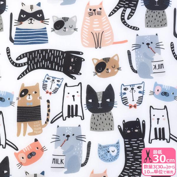 カフェタイムキャット ポリエステルオックス 猫 猫柄 ネコ ネコ