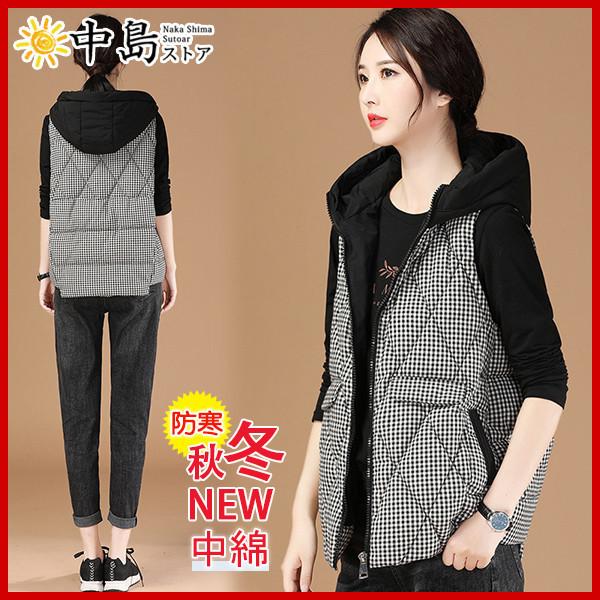 ダウンベスト レディース 中綿ベスト 中綿ジャケット ショット フード付き 着痩せ チェック柄 暖かい 厚手 アウター お洒落 通勤通学 ノースリーブ 64oct21vyrmmjdk04 中島ストアー 通販 Yahoo ショッピング