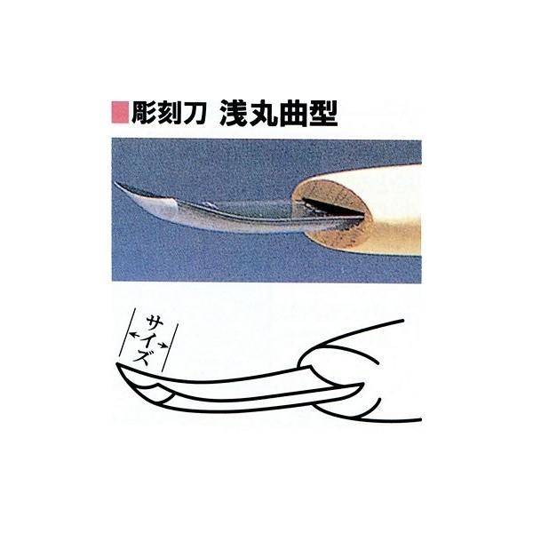 三木章　彫刻刀　浅丸曲型　１５ｍｍ手作業で丁寧に作られています。高級刃物鋼使用。切れ味抜群です。仕様材質：安来鋼形状：浅丸曲型サイズ：１５ｍｍ注意）弊社地元メーカーですのでご注文ごとに引き取りしております。在庫有りとなっておりますが、メーカ...